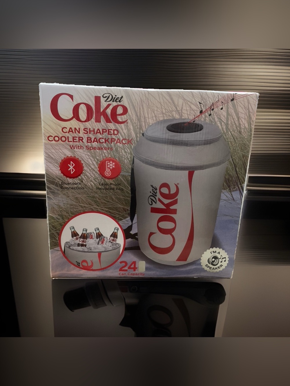 Coca-Cola Diet Coke Can Shaped Cooler Backpack w/ Speakers 24 Can Capacity NEW